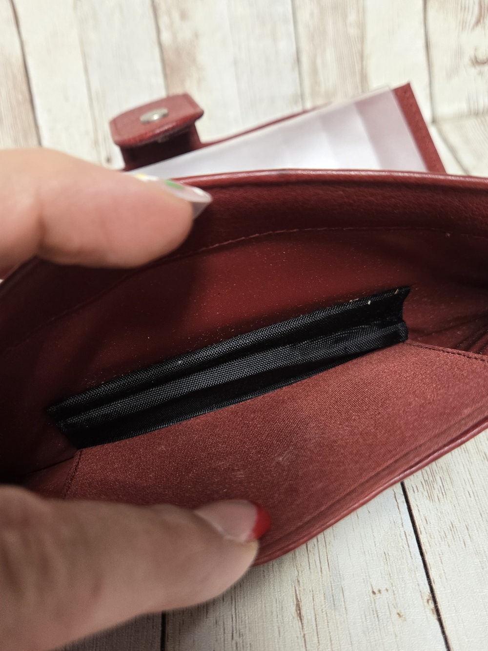 Options by Buxton Red Genuine Leather Checkbook Wallet Organizer - Picture 10 of 16